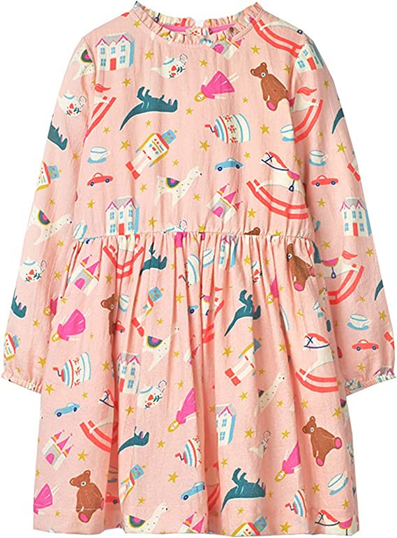 Rochie pentru fetite Balipig, bumbac, roz, 3-4 ani