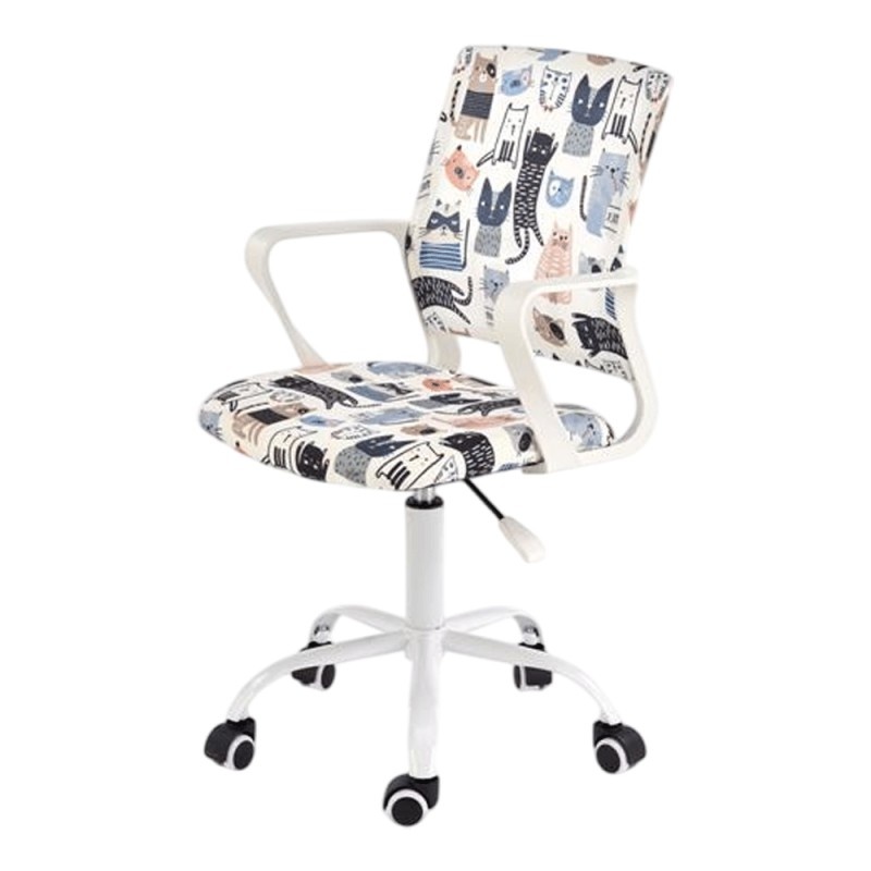Scaun birou copii HM Oris, stofa, baza metalica, inaltime reglabila, rotatie 360°, sarcina maxima 80 kg, multicolor