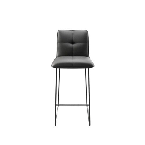 Scaun de bar tapitat Minnelli, piele PU/metal, antracit/negru, 106 x 43 x 52 cm