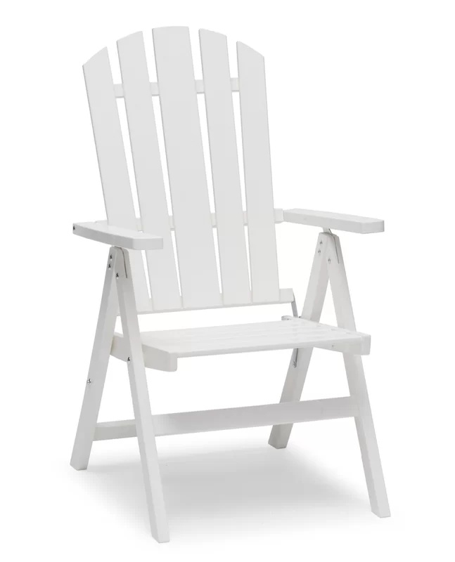 Scaun de gradina pliabil Highland Dunes, lemn masiv, alb, 108 x 62 x 66 cm