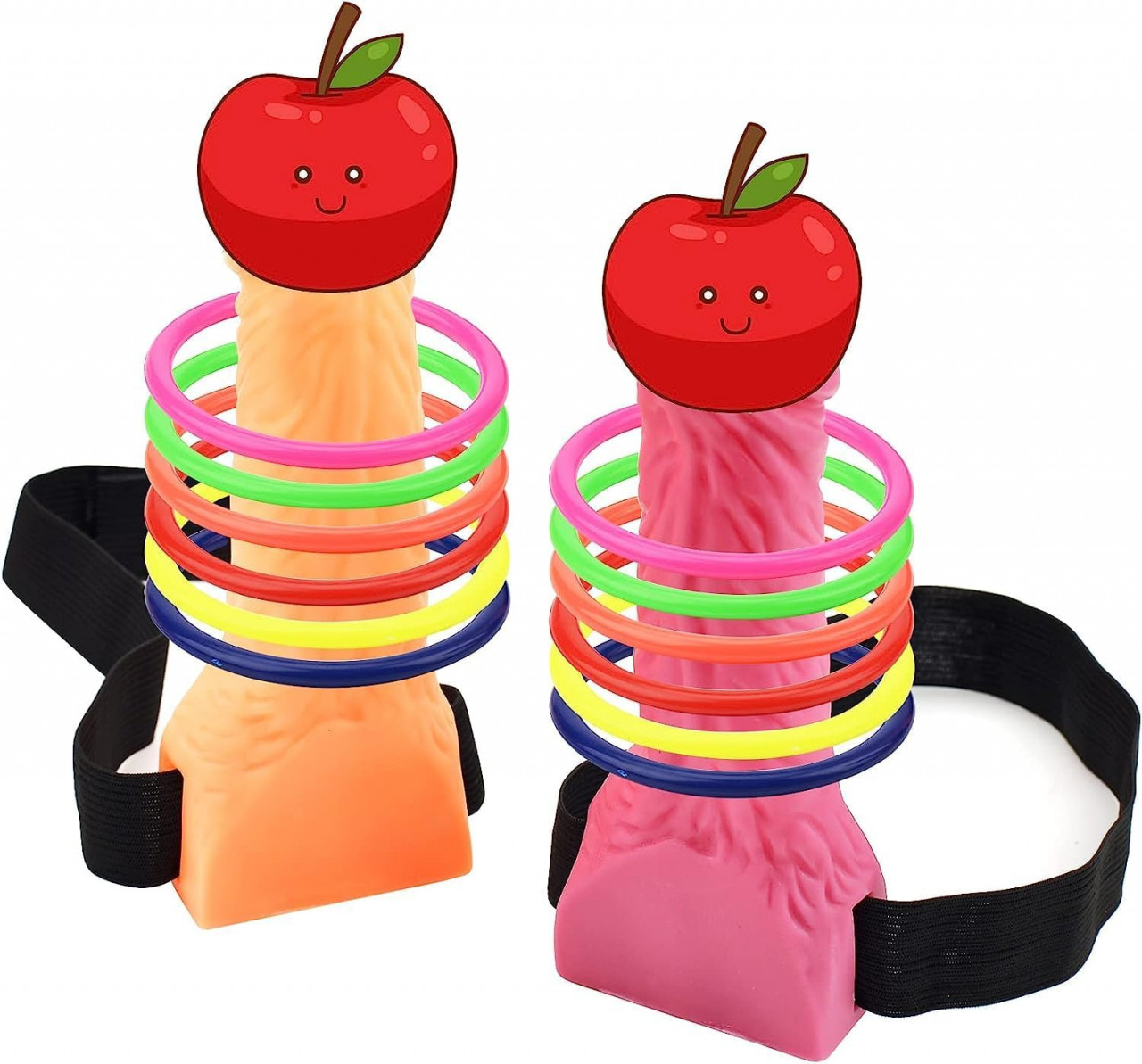 Set 2 jocuri de aruncat inele pentru petrecerea burlacitelor Pipihome, silicagel/textil, multicolor