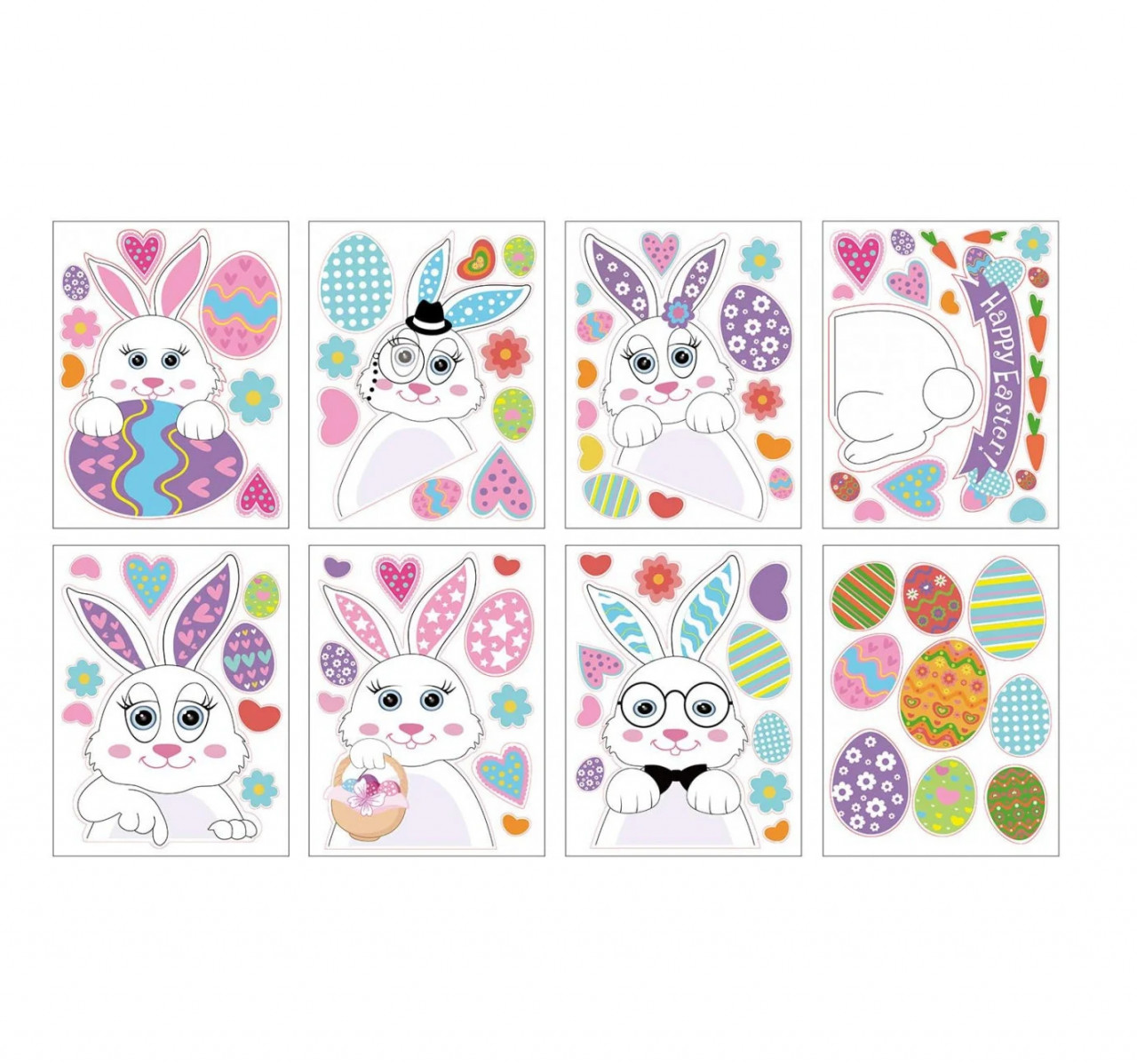 Set 8 foi cu stickere de Paste pentru fereastra Blulu, vinil, multicolor