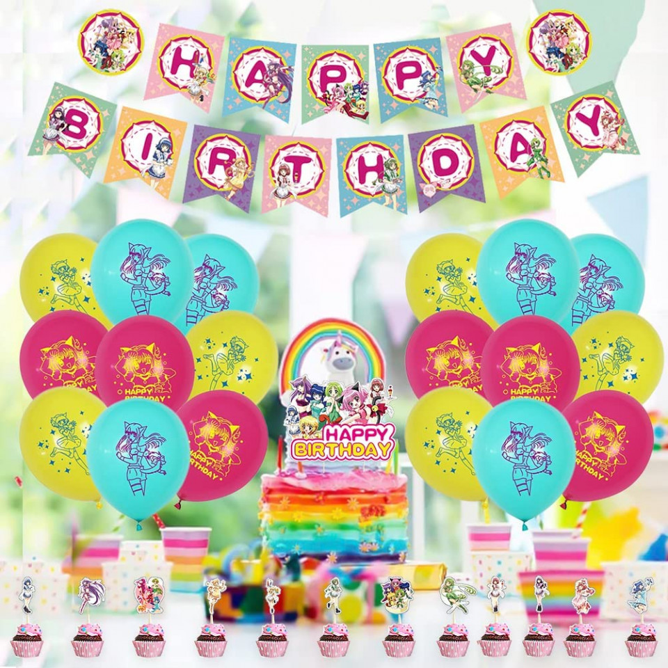 Poze Set aniversar de 32 piese Ksopsdey, multicolor, latex/hartie