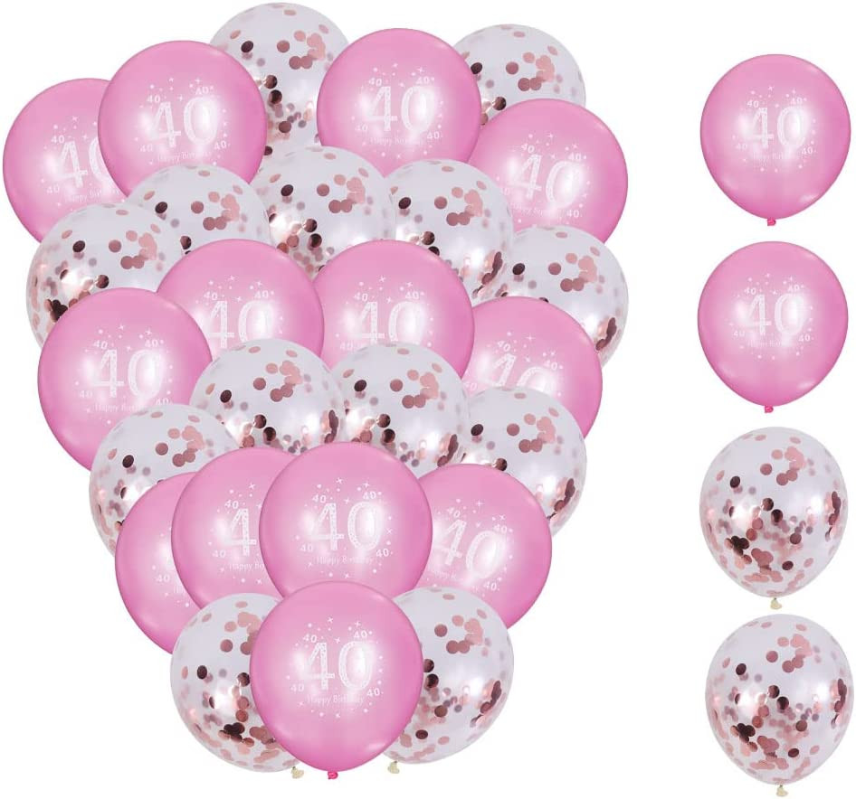 Set aniversar pentru 40 de ani Ungfu Mall, latex, roz/alb, 30 bucati, 30 cm accesorii