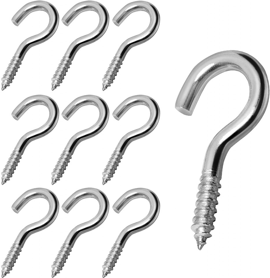 Set de 10 carlige Wandefol, otel inoxidabil, argintiu, 5 x 1,4 cm
