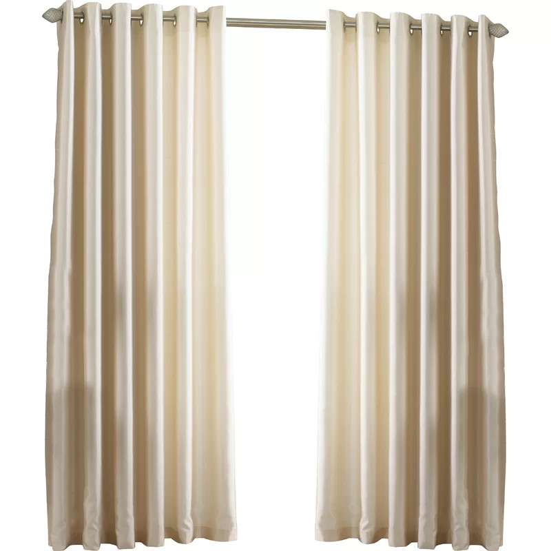 Set de 2 draperii Hornellsville, matase artificiala, crem, 168 x 137 cm