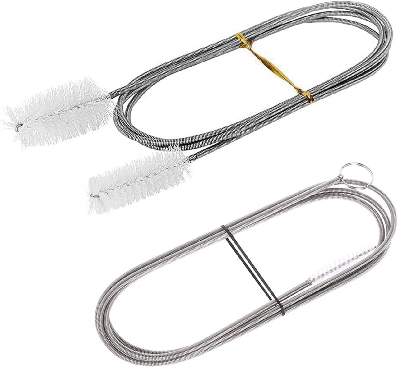 Set de 2 furtunuri cu perii pentru curatare acvariu Helweet, otel inoxidabil/nailon, argintiu, 155 /160 cm