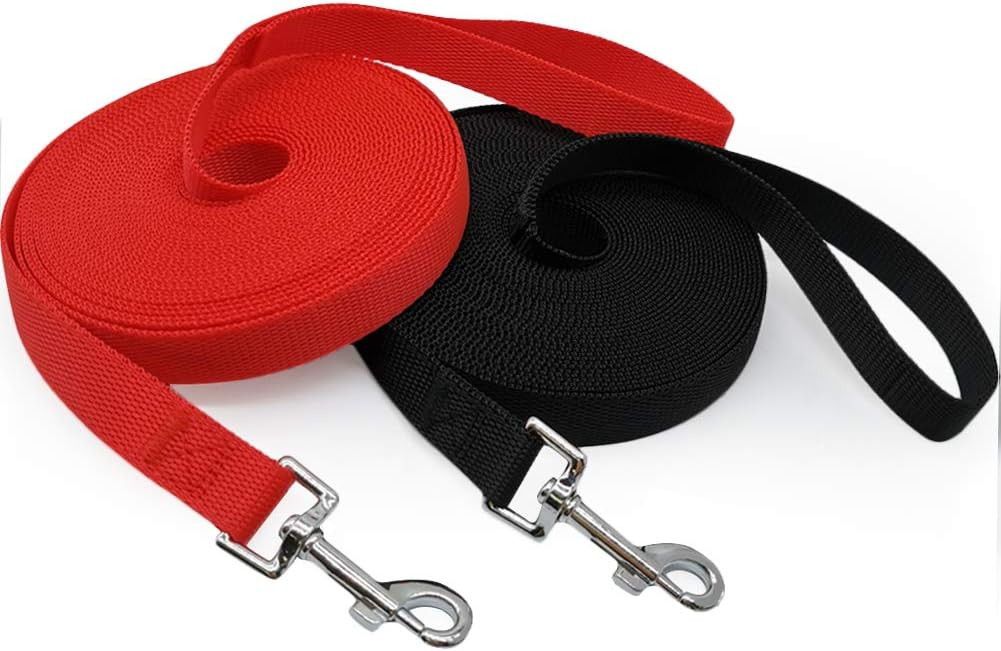 Set de 2 lese pentru caini MayPaw, nailon/metal, negru/rosu, 300 cm