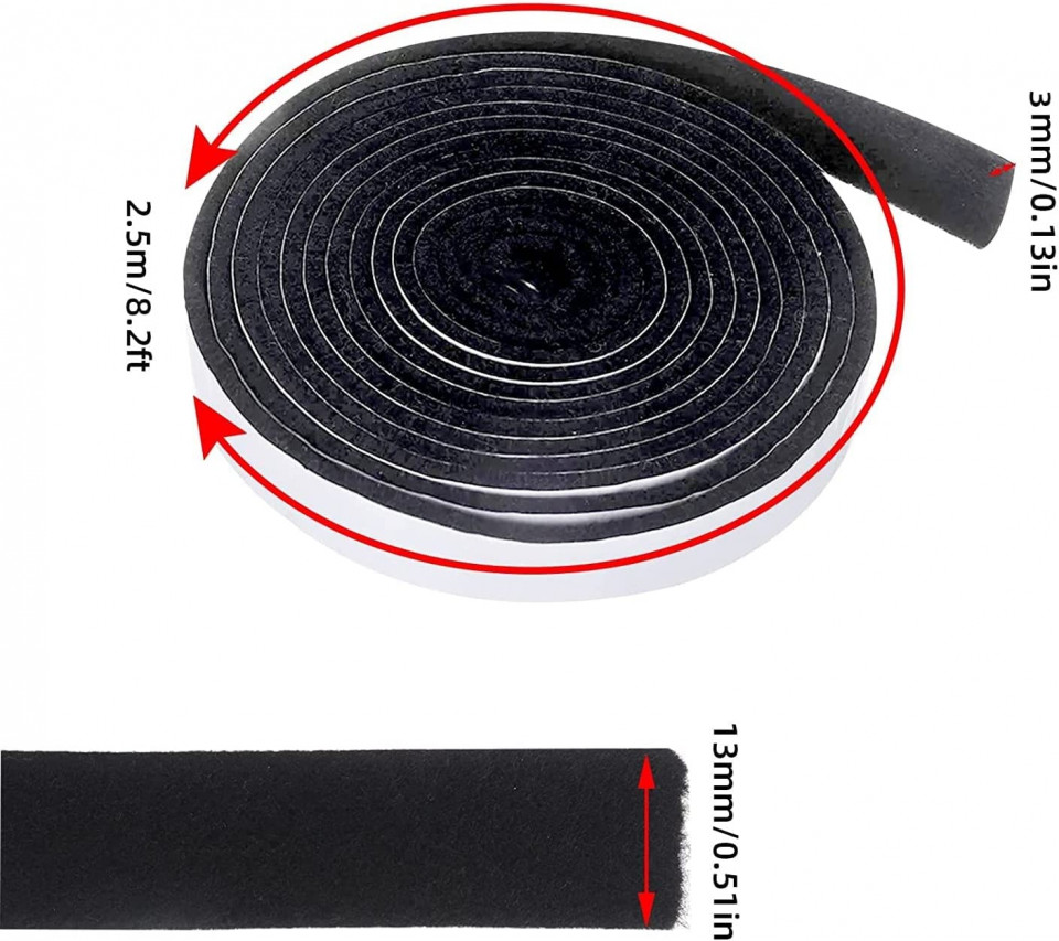 Poze Set de 2 role de banda pentru etansarea gratarului Beekeg, fibra de poliacrilonitril, negru, 2,5 m