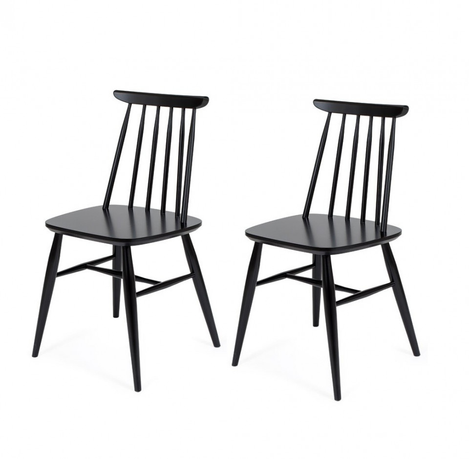 Set de 2 scaune Ascella, lemn masiv, negru, 81 x 42,5 x 45 cm chilipirul-zilei.ro/ pret redus
