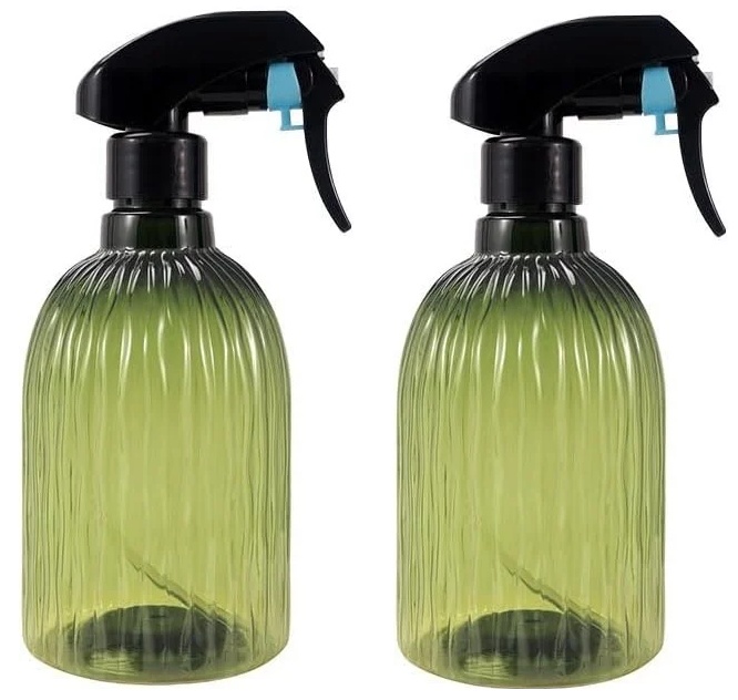 Set de 2 sticle cu pulverizator Drwosm, PET/plastic, verde/negru, 500 ml