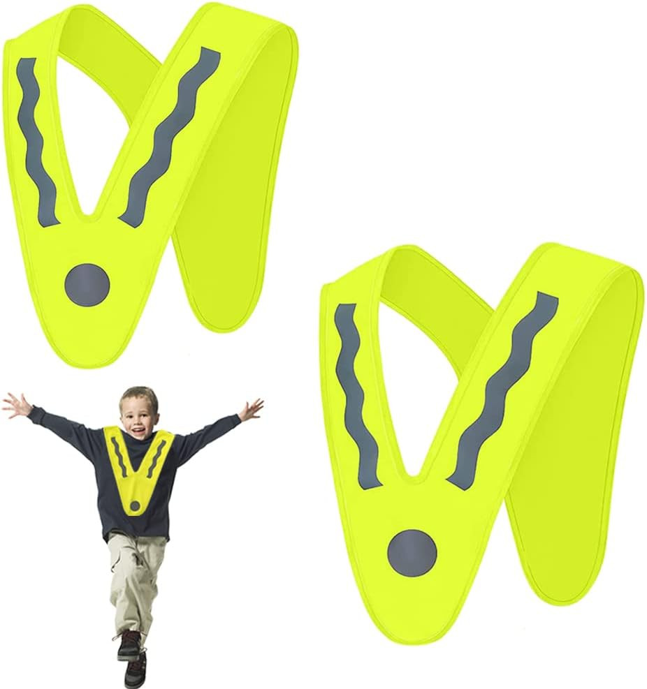 Set de 2 veste reflectorizante pentru copii NAMIS, poliester, verde, 30 x 40 cm