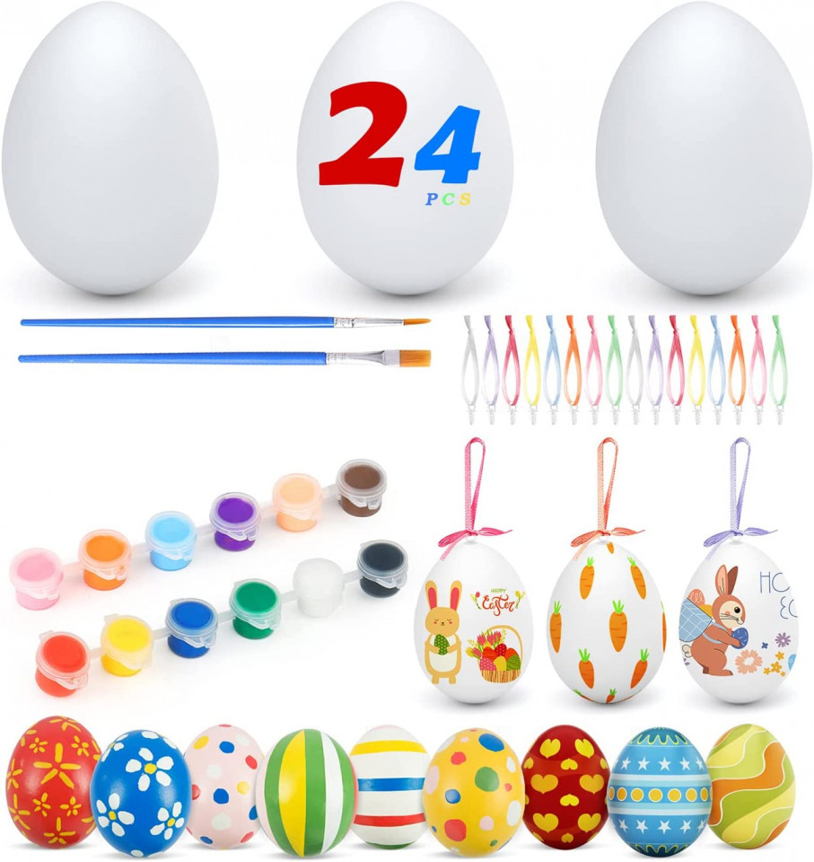 Set de 24 oua Momsiv, plastic, alb
