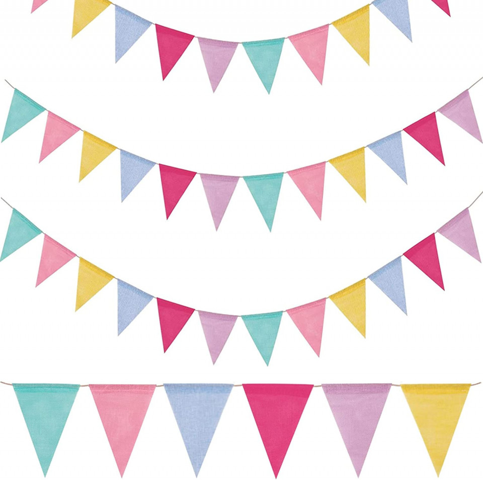 Set de 3 bannere de petrecere cu 8/12/15 steaguri Bahan Alamy, textil, multicolor, 4 m / 12,5 x 17 cm Pret Redus chilipirul-zilei pret redus imagine 2022