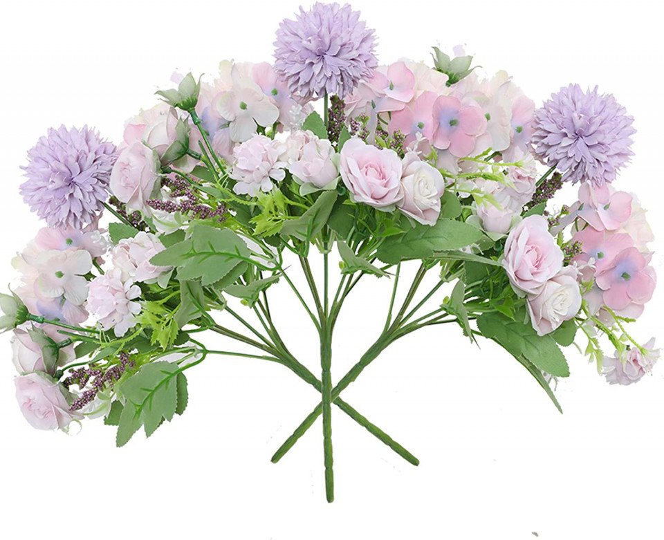 Set de 3 flori artificiale Hawesome, plastic/matase, mov, 32 x 20 cm Artificiale imagine noua