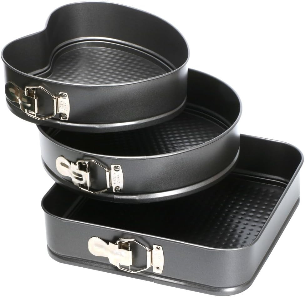 Set de 3 forme pentru tort TRIXES, metal, negru, 22/25/26,5 cm