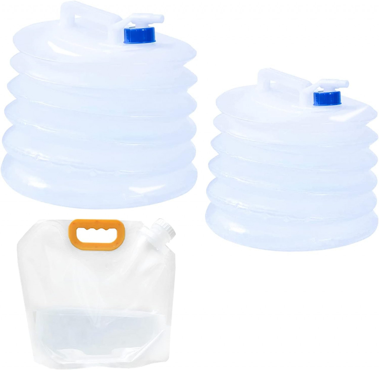 Set de 3 recipiente pliabile pentru apa in camping DRADERCH, plastic, alb, 2,5 / 5 / 10 L