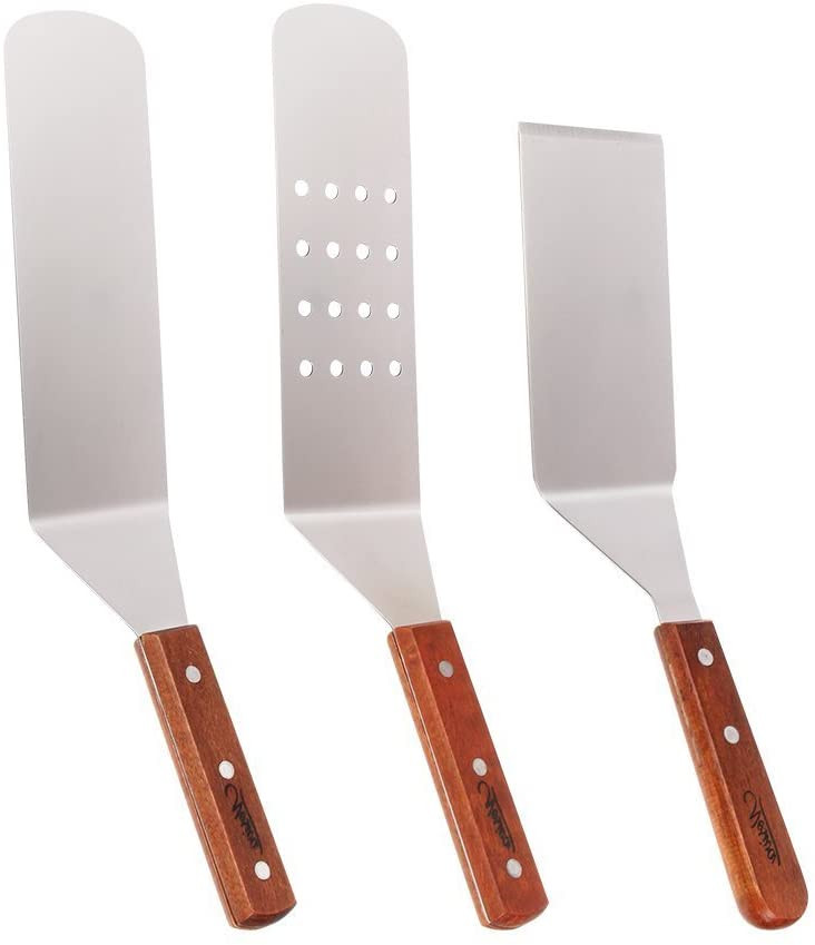 Set de 3 spatule Erjiaen, otel inoxidabil/lemn, argintiu/maro chilipirul-zilei.ro imagine 2022