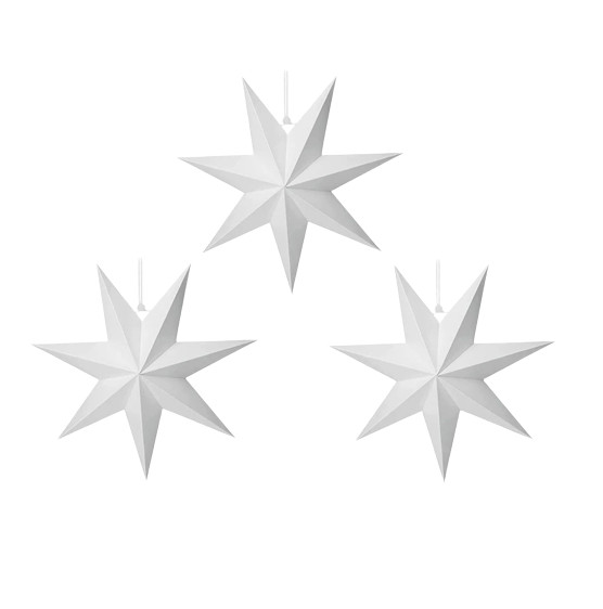 Set de 3 stele pentru Craciun Sunshine, alb, hartie, 30 x 30 cm Pret Redus chilipirul-zilei pret redus imagine 2022