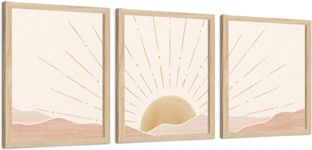 Set de 3 tablouri Putuo Decor, panza, alb/bej, 20,3 x 25,4 cm