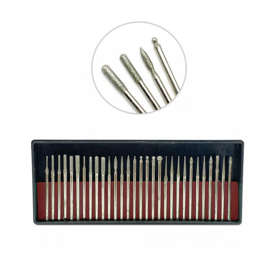 Set de 30 freze pentru lemn/metal Helweet, otel tungsten, argintiu