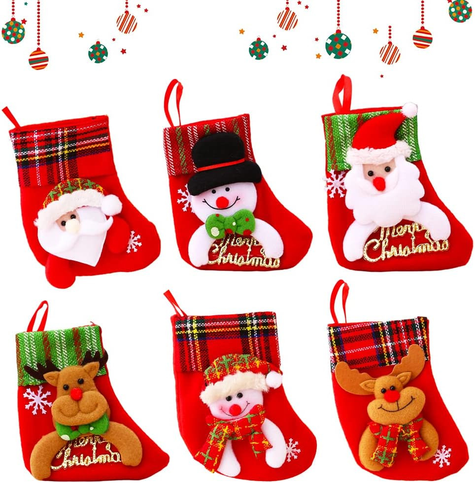 Set de 4 ciorapi pentru Craciun BESTZY, textil, multicolor, 17 x 10 x 12,5 cm