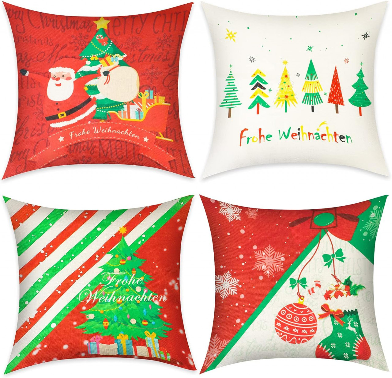 Set de 4 fete de perna model Craciun Lanpn, textil, multicolor, 45 x 45 cm
