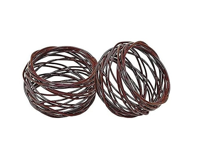 Poze Set de 4 inele pentru servetele India, metal, maro inchis, 2,5 x 6,3 cm