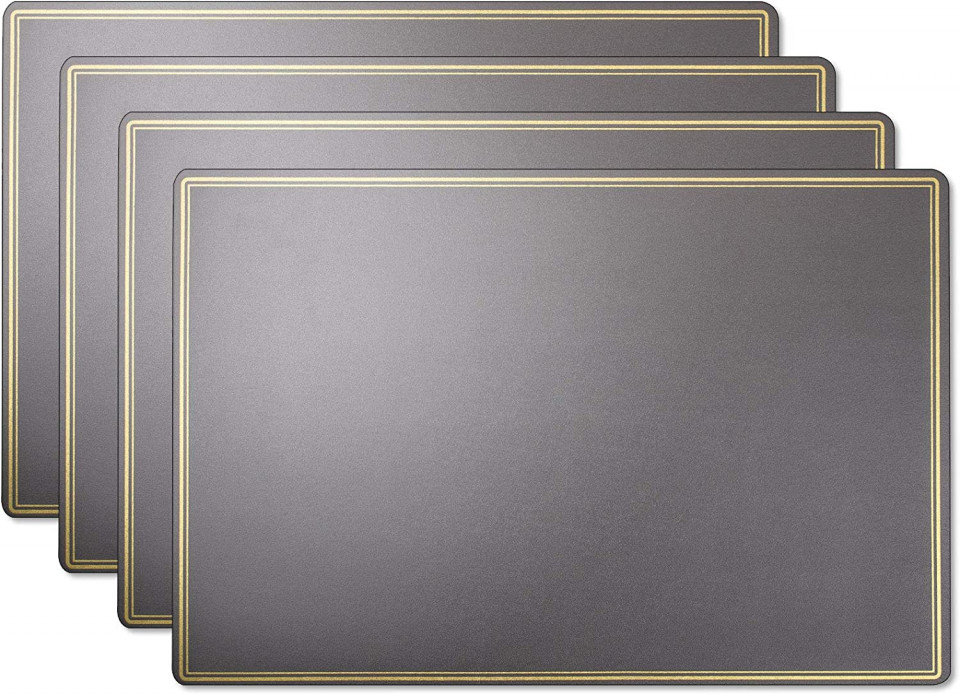 Set de 4 naproane Simpletome, piele PU, gri/auriu, 30 x 45 cm chilipirul-zilei imagine noua
