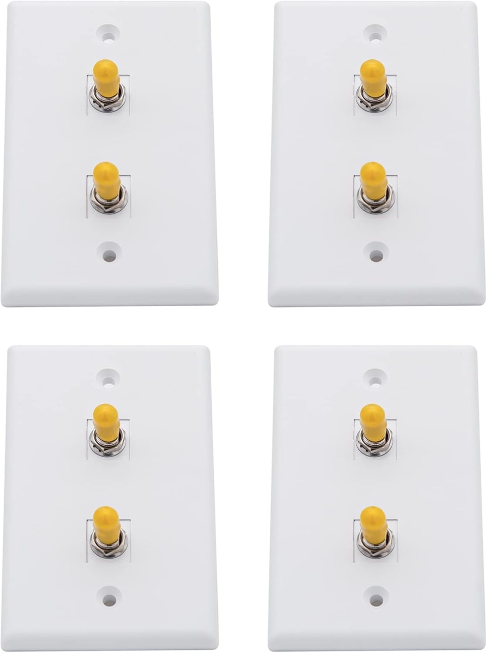 Set de 4 panouri cu 2 porturi pentru fibra optica cu adaptor FC SMF/MMF 10Gtek, plastic, alb/galben, 115 x 70 mm