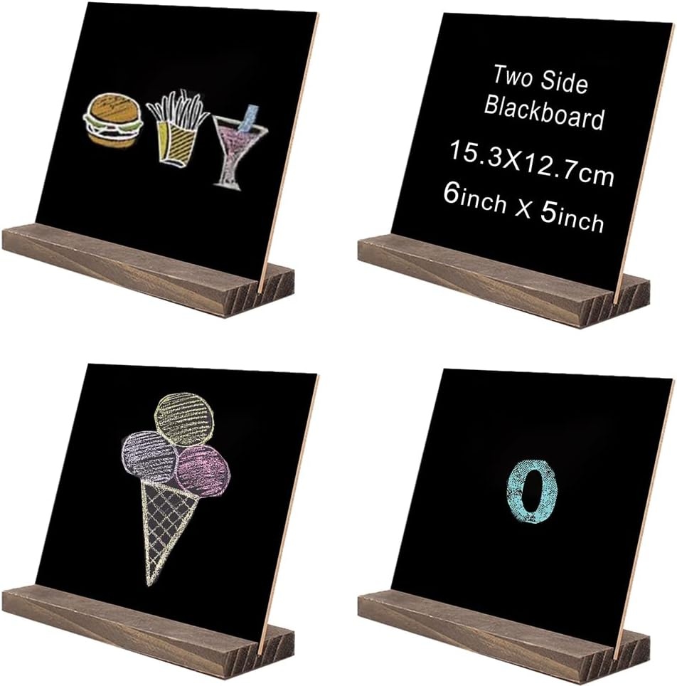 Set de 4 panouri pentru mesaje Fddd, lemn, maro/negru, 15,3 x 12,7 x 15,3 cm