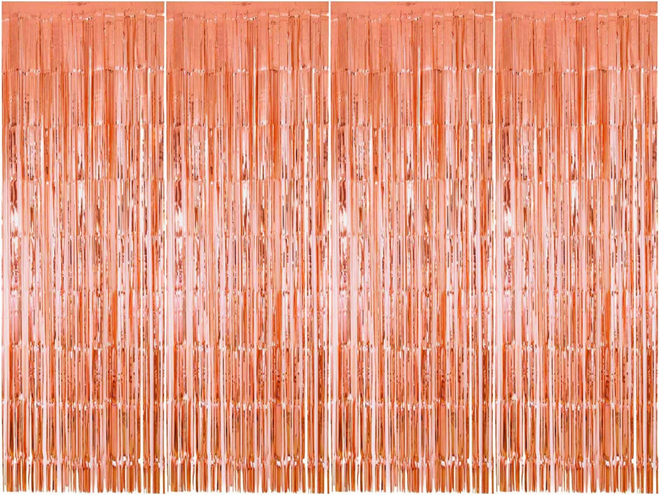 Set de 4 perdele pentru petrecere Enthur, folie, rose, 1 x 2,5 m