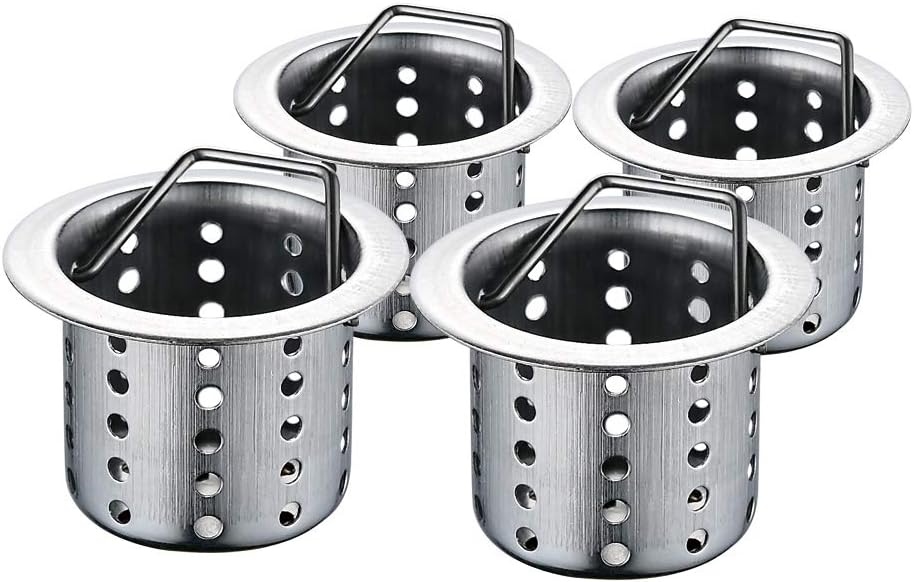 Set de 4 site pentru chiuveta Windaly, otel inoxidabil, argintiu, 3,2 x 3,3 x 4,6 cm