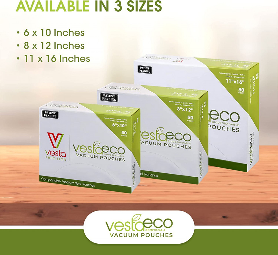 Poze Set de 50 de pungi pentru vidat VestaEco, plastic, transparent, 28 X 40 cm