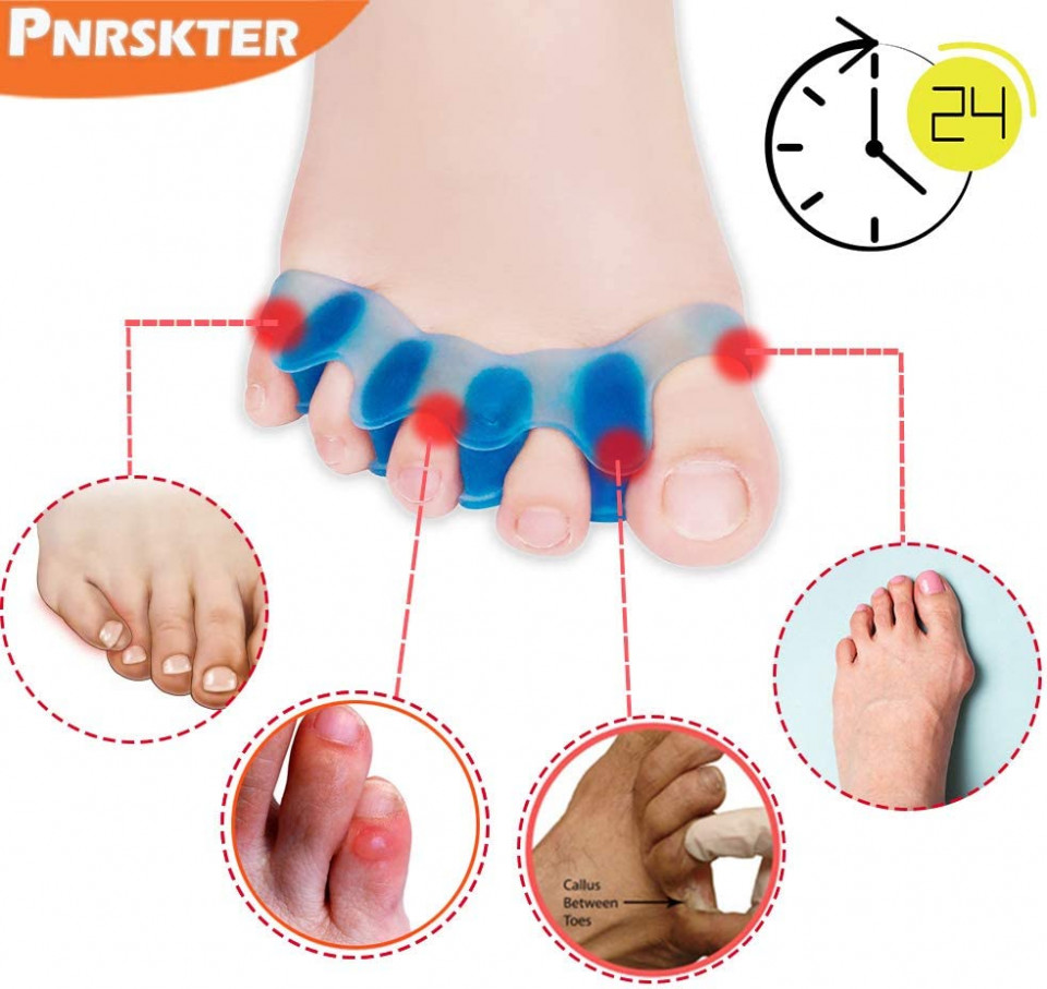 Poze Set de 6 corectori pentru degetele de la picioare Pnrskter, gel, albastru, marime universala