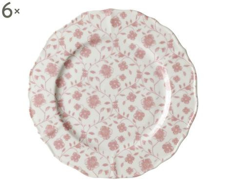 Poza Set de 6 farfurii THUN SPA, portelan, alb/roz