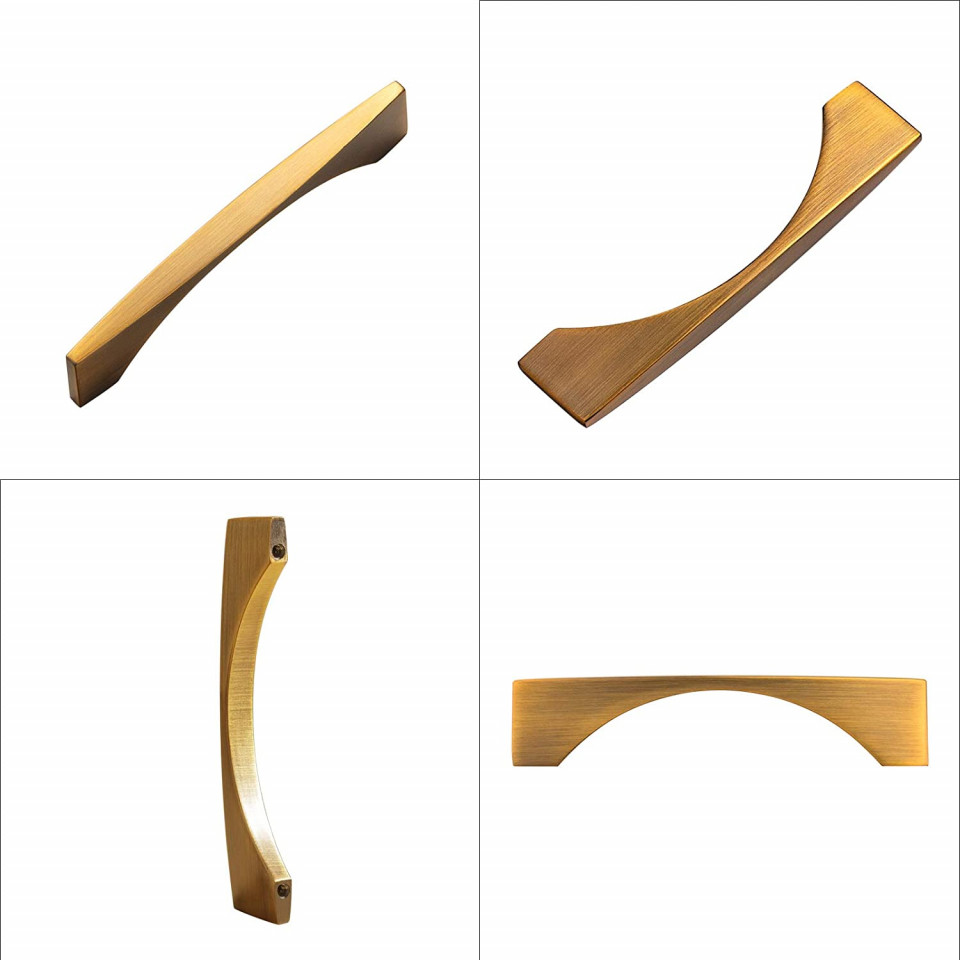 Set de 6 manere pentru mobilier Goo Ki, aliaj de zinc, alama, 115 x 25 mm