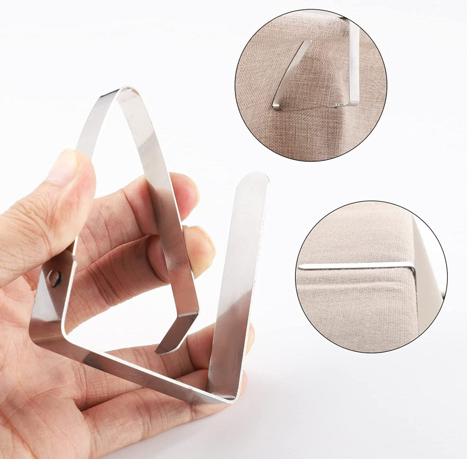 Poze Set de 8 clipsuri pentru fata de masa Hemiks, otel inoxidabil, argintiu, 8 x 7 cm