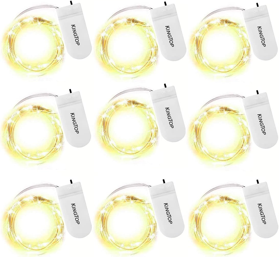 Set de 9 lanturi cu 20 LED-uri pentru decoratiuni Kingtop, sarma/plastic, alb cald, 9W, 2 m