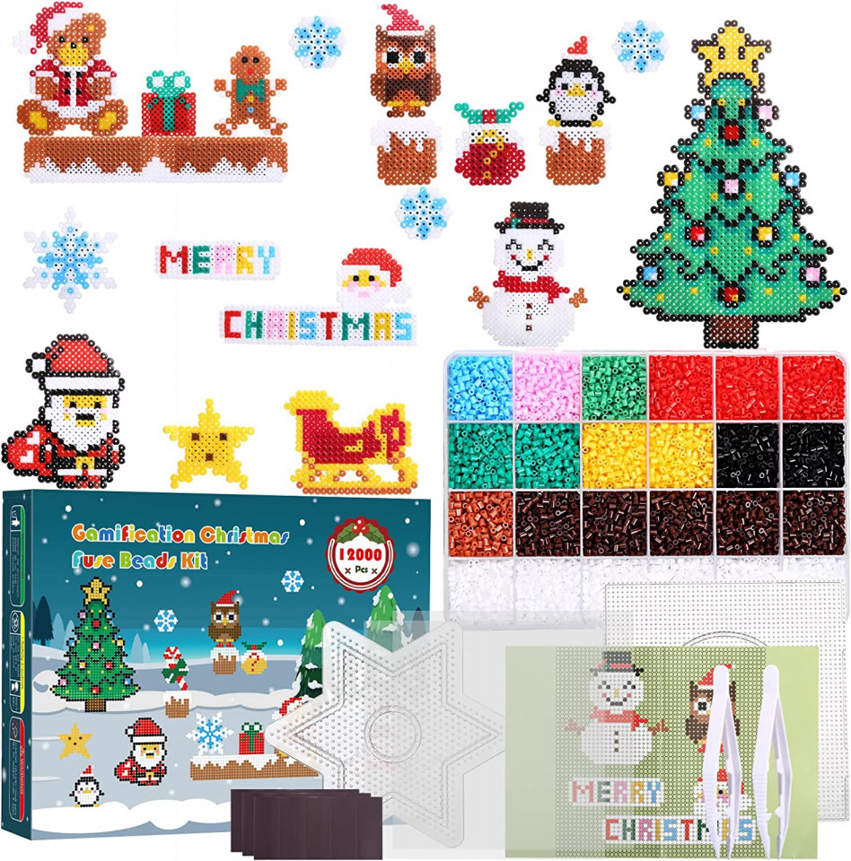 Poze Set de creatie cu 12000 margele si magneti pentru frigider Moncolis, plastic/hartie/metal, multicolor