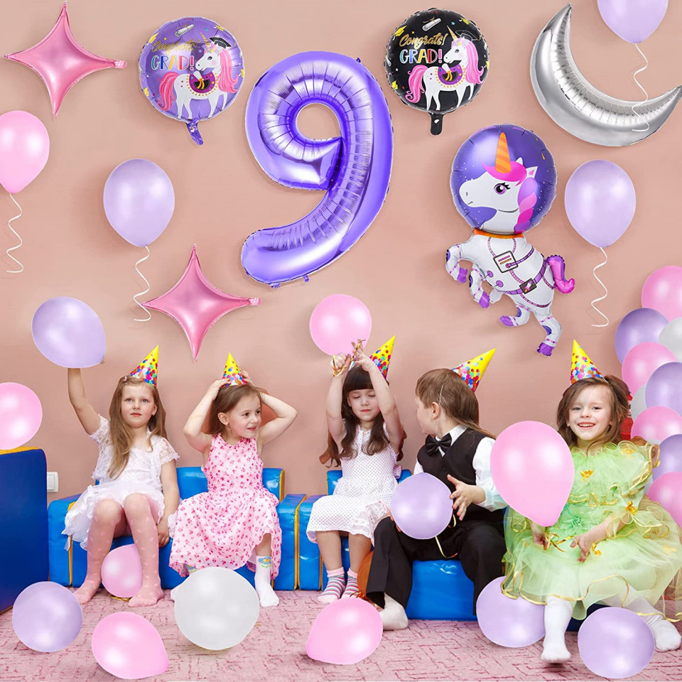 Poze Set de petrecere pentru 29 ani Colmanda, latex/folie, model unicorn, multicolor, 32 piese