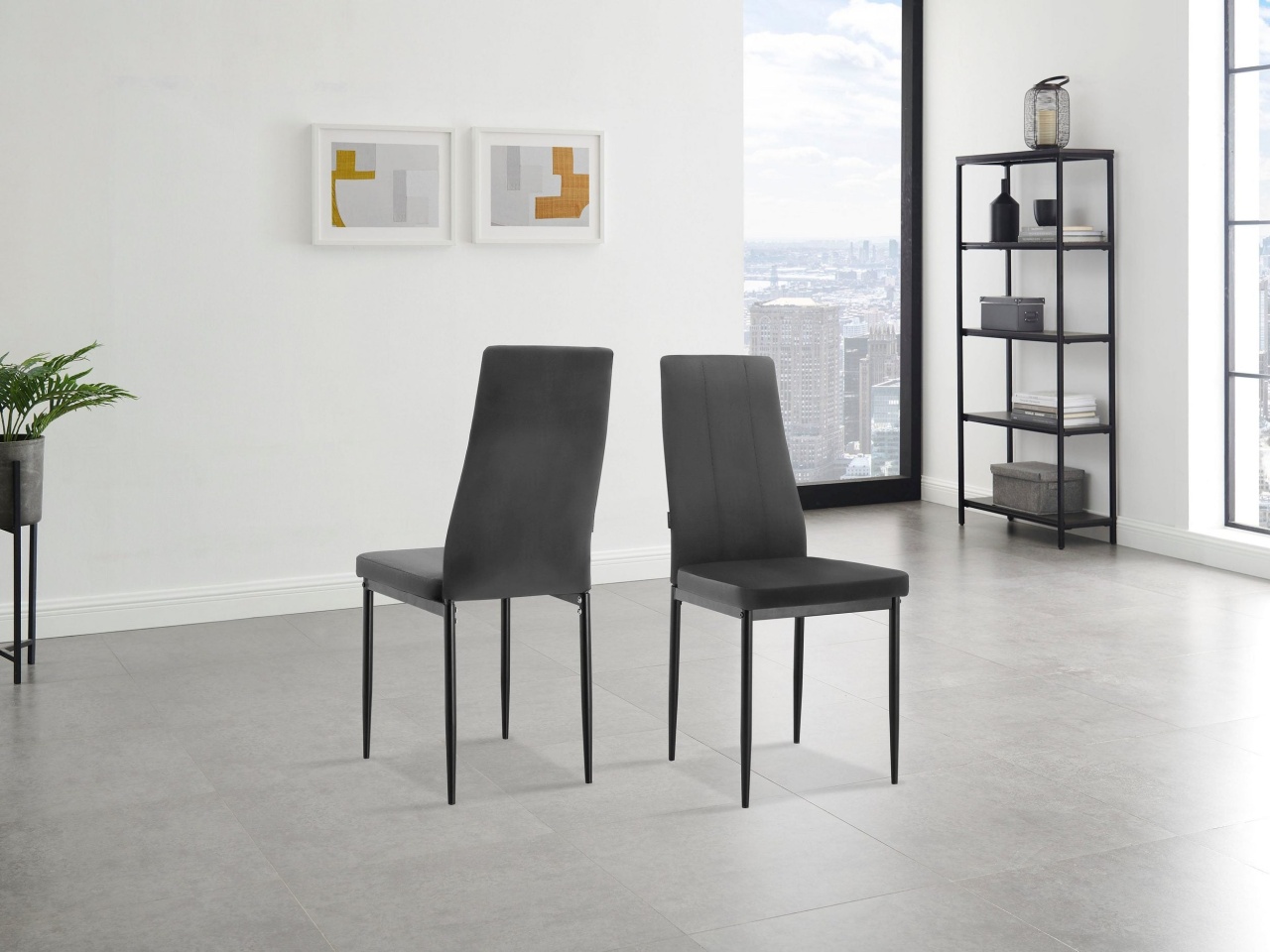 Set de trei scaune tapitate Remus, Gri, imitatie piele