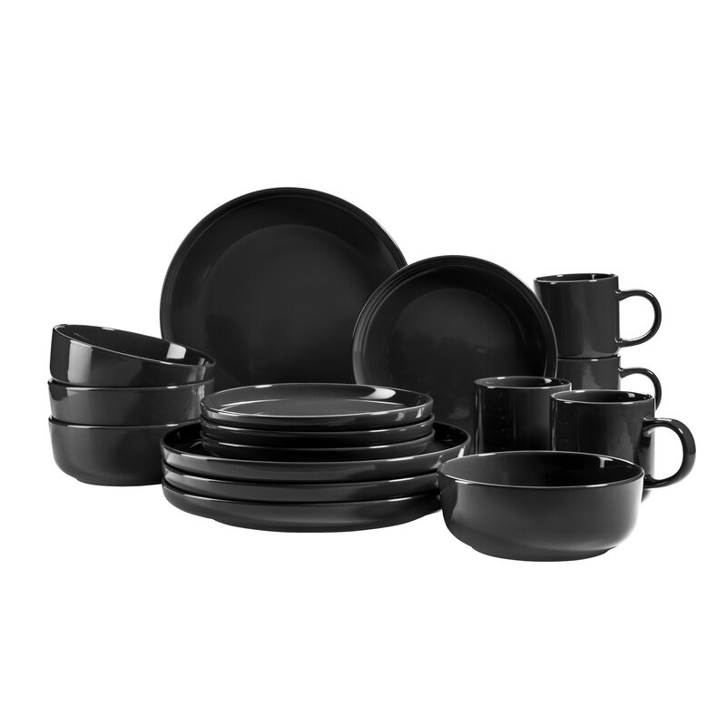 Set de vase Emteas, 16 piese, negru, ceramica chilipirul-zilei.ro/ imagine noua 2022