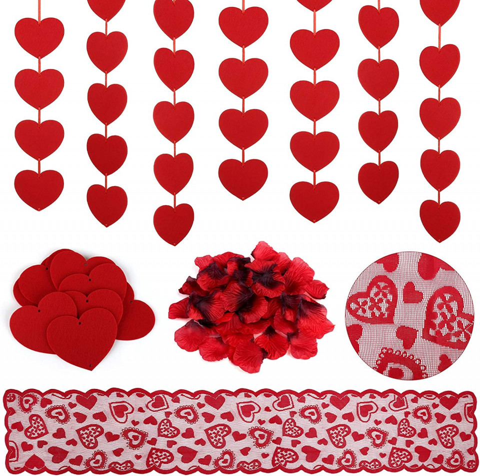 Set decoratiuni pentru Valentine’s Day Kesote, textil, rosu, 2004 piese 2004 pret redus