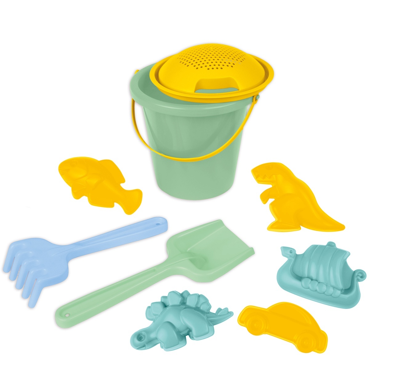 Set nisip Lena, 9 piese, plastic, multicolor, 2 ani+