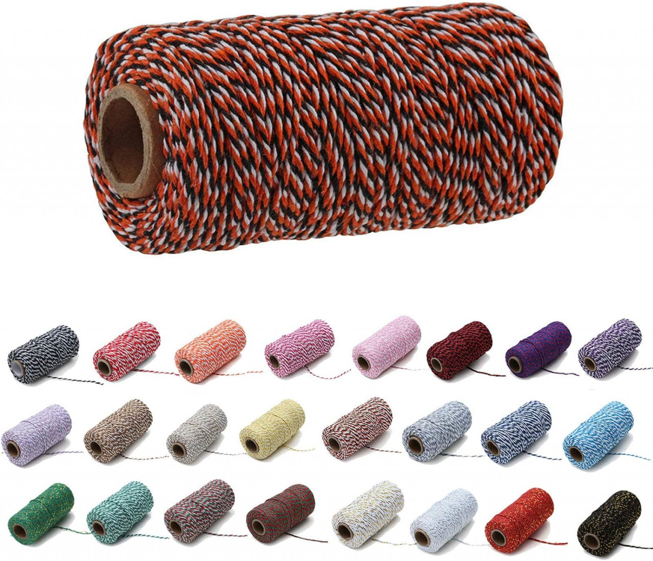 Sfoara de bumbac Gbrand, macrame, portocaliu/alb/negru, 91,4 m x 2 mm