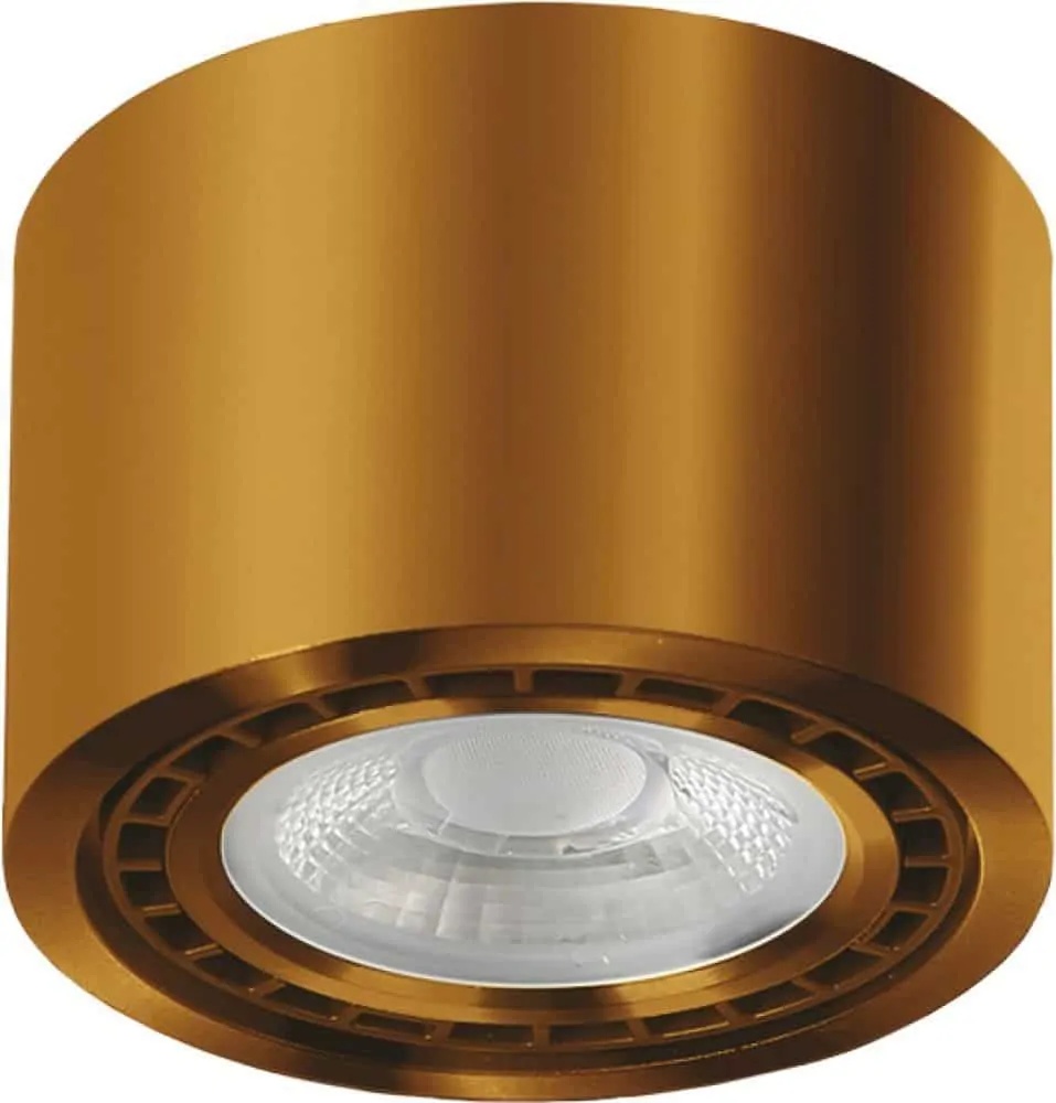 Spot fix aplicat AZzardo Eco Alix, 1xGU10 tip ES111, auriu antic, rotund, IP20