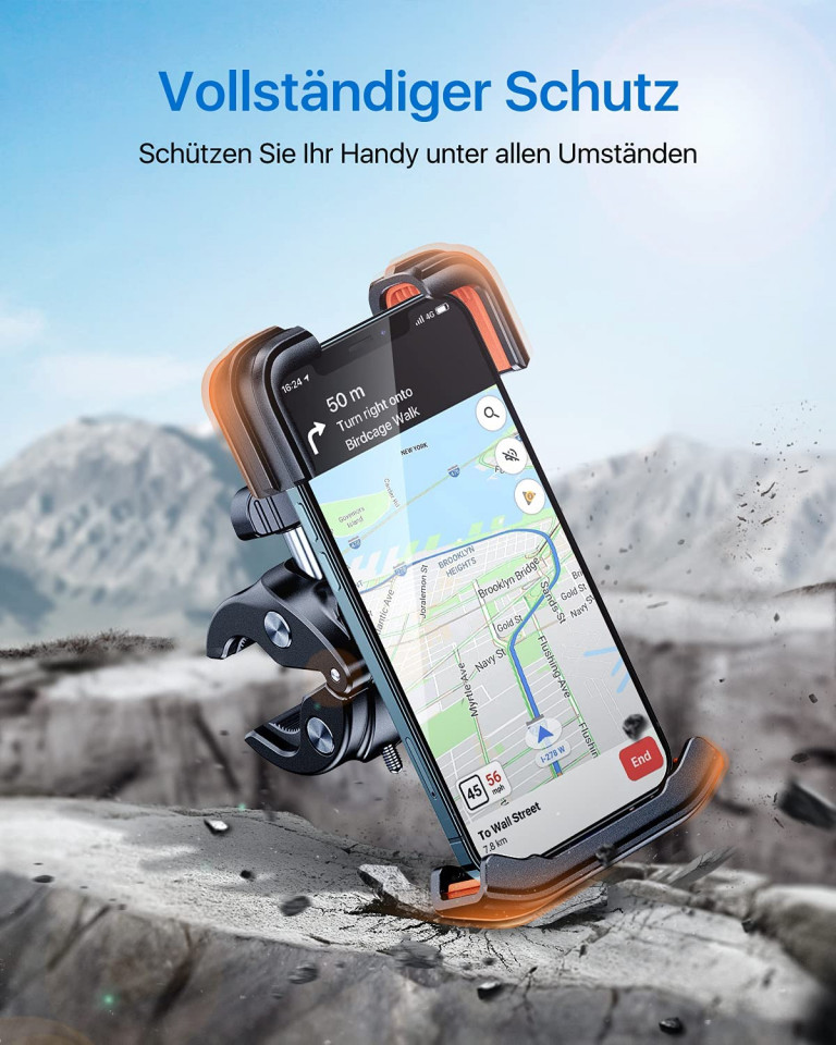 Suport telefon pentru bicicleta Andobil, metal/plastic, negru/portocaliu, 9 x 18 x 3 cm image5