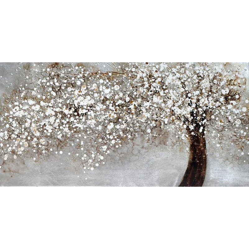 Tablou Albero, lemn/panza, argintiu/maro/alb, 40 x 80 x 3,8 cm Pret Redus chilipirul-zilei pret redus imagine 2022