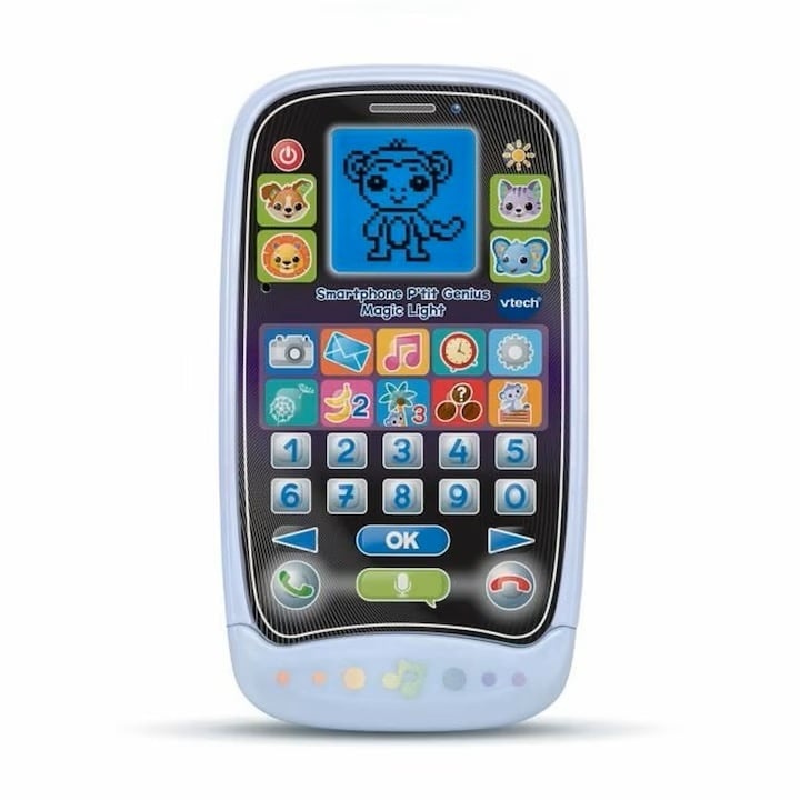 Telefon interactiv pentru copii Vtech SMARTPHONE GENIUS MAGIC LIGHT, multicolor, plastic, +2 ani, Resigilat, Grad A